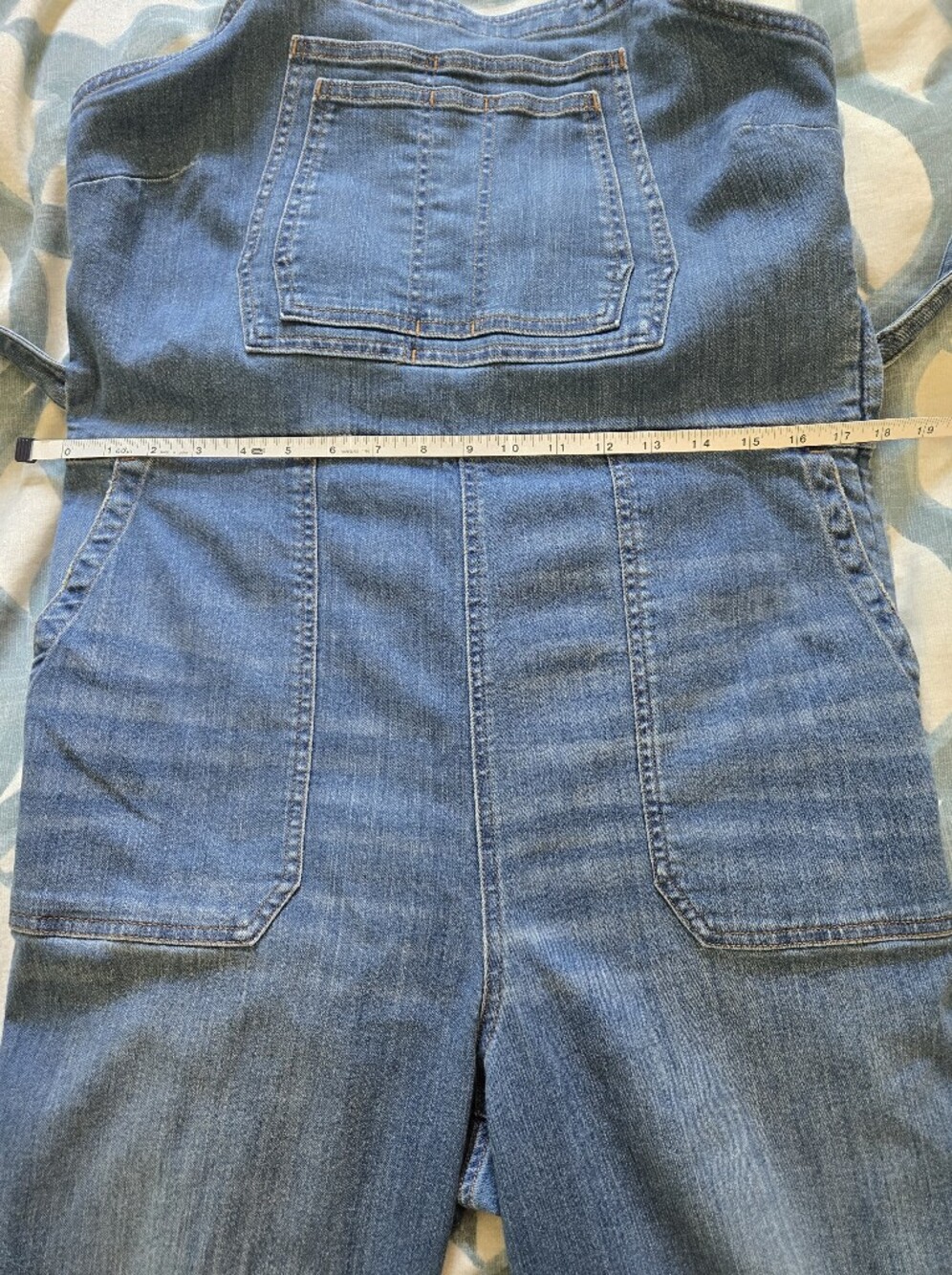 Denim Jumpsuit Overalls with Tie Waist - Blue - Picture 6 of 9